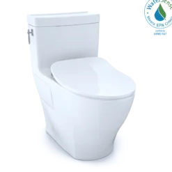 TOTO Aimes One-Piece Elongated 1.28 GPF Toilet with CEFIONTECT and SoftClose Seat, WASHLET+ Ready, Cotton White, Vitreous China, MS626234CEFG#01