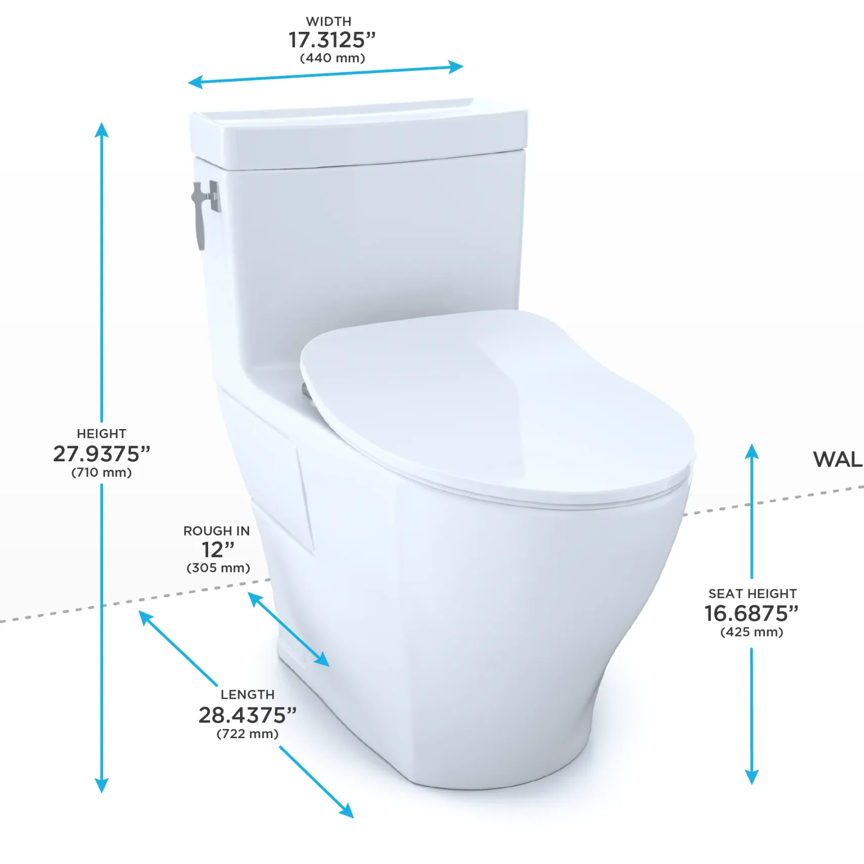 TOTO Aimes One-Piece Elongated 1.28 GPF Toilet with CEFIONTECT and SoftClose Seat, WASHLET+ Ready, Cotton White, Vitreous China, MS626234CEFG#01