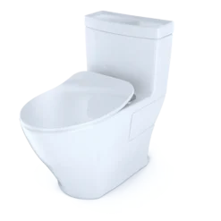 TOTO Aimes One-Piece Elongated 1.28 GPF Toilet with CEFIONTECT and SoftClose Seat, WASHLET+ Ready, Cotton White, Vitreous China, MS626234CEFG#01