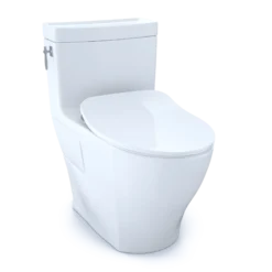 TOTO Aimes One-Piece Elongated 1.28 GPF Toilet with CEFIONTECT and SoftClose Seat, WASHLET+ Ready, Cotton White, Vitreous China, MS626234CEFG#01