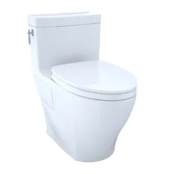 TOTO Aimes WASHLET+ One-Piece Elongated 1.28 GPF Universal Height Skirted Toilet with CEFIONTECT, Colonial White, Vitreous China, MS626124CEFG#11