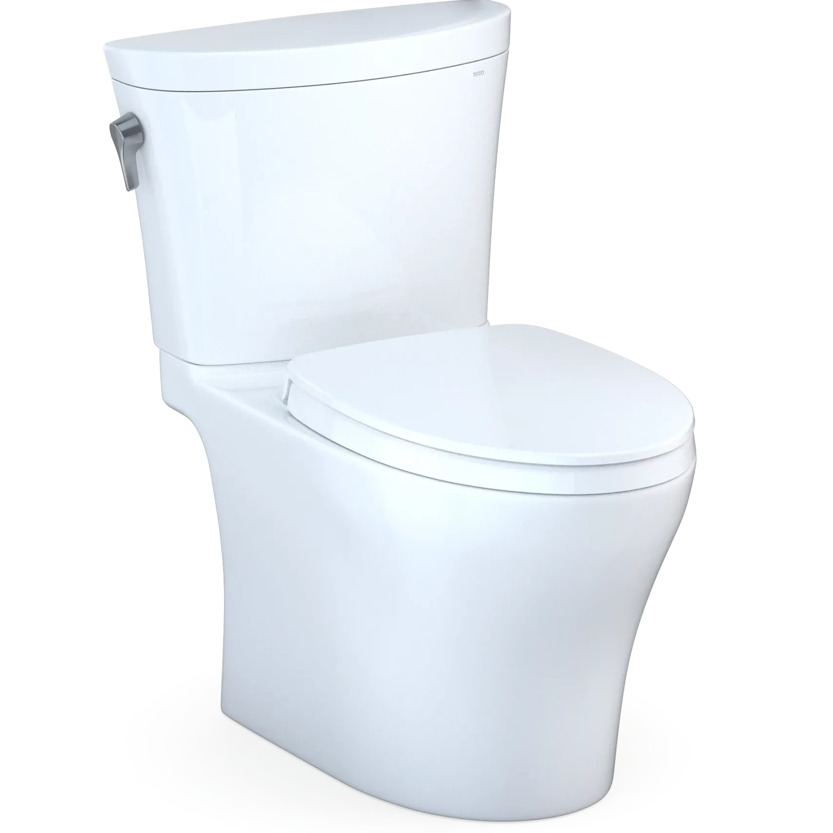 TOTO Aquia IV Arc Two-Piece Elongated Dual Flush 1.28 and 0.9 GPF Universal Height Toilet with CEFIONTECT, WASHLET+ Ready, Cotton White, Vitreous China, MS448124CEMFGN#01