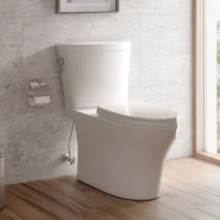 TOTO Aquia IV Arc Two-Piece Elongated Dual Flush 1.28 and 0.9 GPF Universal Height Toilet with CEFIONTECT, WASHLET+ Ready, Cotton White, Vitreous China, MS448124CEMFGN#01