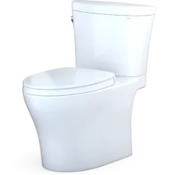 TOTO Aquia IV Arc Two-Piece Elongated Dual Flush 1.28 and 0.9 GPF Universal Height Toilet with CEFIONTECT, WASHLET+ Ready, Cotton White, Vitreous China, MS448124CEMFGN#01