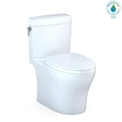 TOTO Aquia IV Cube Two-Piece Elongated Dual Flush 1.28 and 0.9 GPF Universal Height Toilet with CEFIONTECT, WASHLET+ Ready, Cotton White, Vitreous China, MS436124CEMFGN#01