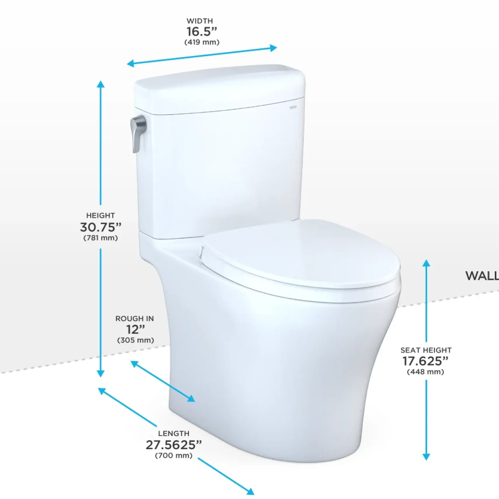 TOTO Aquia IV Cube Two-Piece Elongated Dual Flush 1.28 and 0.9 GPF Universal Height Toilet with CEFIONTECT, WASHLET+ Ready, Cotton White, Vitreous China, MS436124CEMFGN#01