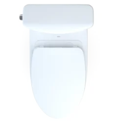 TOTO Aquia IV Cube Two-Piece Elongated Dual Flush 1.28 and 0.9 GPF Universal Height Toilet with CEFIONTECT, WASHLET+ Ready, Cotton White, Vitreous China, MS436124CEMFGN#01