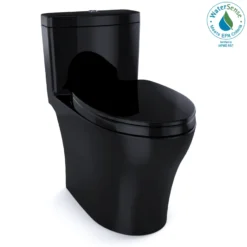 TOTO Aquia IV One-Piece Elongated Dual Flush 1.28 and 0.9 GPF Universal Height, WASHLET+ Ready Toilet, Ebony- Vitreous China, MS646124CEMFN#51