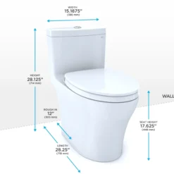 TOTO Aquia IV One-Piece Elongated Dual Flush 1.28 and 0.9 GPF Universal Height, WASHLET+ Ready Toilet, Ebony- Vitreous China, MS646124CEMFN#51