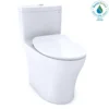 TOTO Aquia IV One-Piece Elongated Dual Flush 1.28 and 0.9 GPF Universal Height, WASHLET+ Ready Toilet with CEFIONTECT, Cotton White- Vitreous China, MS646234CEMFGN#01