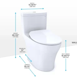 TOTO Aquia IV One-Piece Elongated Dual Flush 1.28 and 0.9 GPF Universal Height, WASHLET+ Ready Toilet with CEFIONTECT, Cotton White- Vitreous China, MS646234CEMFGN#01