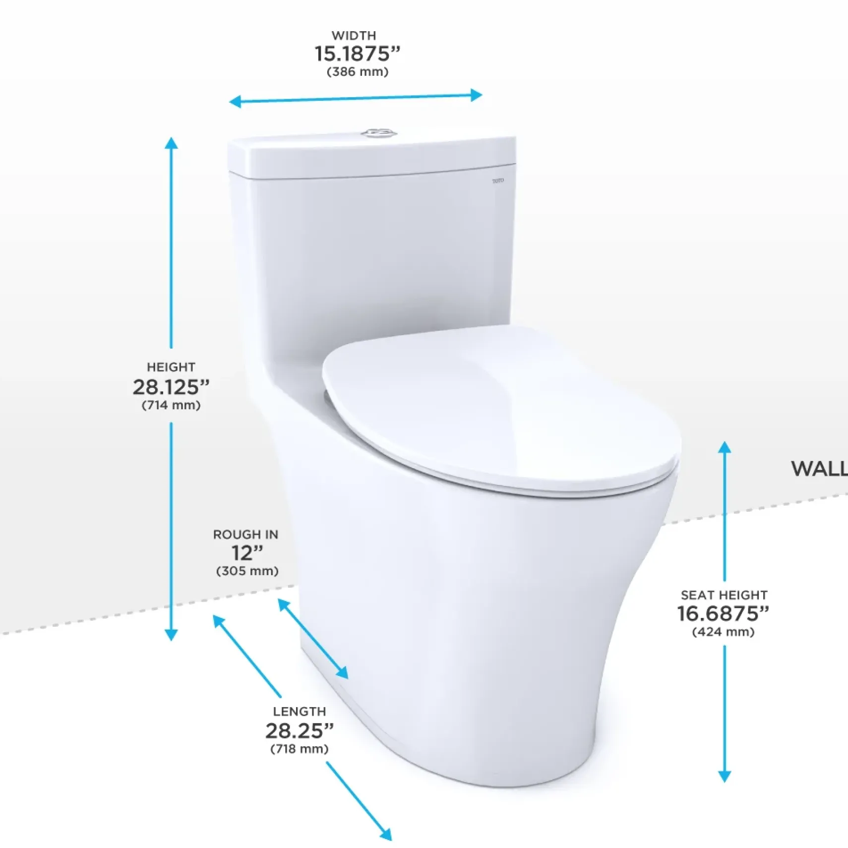 TOTO Aquia IV One-Piece Elongated Dual Flush 1.28 and 0.9 GPF Universal Height, WASHLET+ Ready Toilet with CEFIONTECT, Cotton White- Vitreous China, MS646234CEMFGN#01