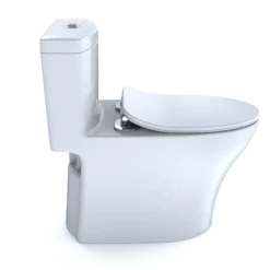 TOTO Aquia IV One-Piece Elongated Dual Flush 1.28 and 0.9 GPF Universal Height, WASHLET+ Ready Toilet with CEFIONTECT, Cotton White- Vitreous China, MS646234CEMFGN#01