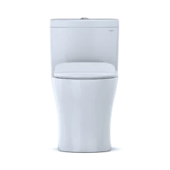 TOTO Aquia IV One-Piece Elongated Dual Flush 1.28 and 0.9 GPF Universal Height, WASHLET+ Ready Toilet with CEFIONTECT, Cotton White- Vitreous China, MS646234CEMFGN#01