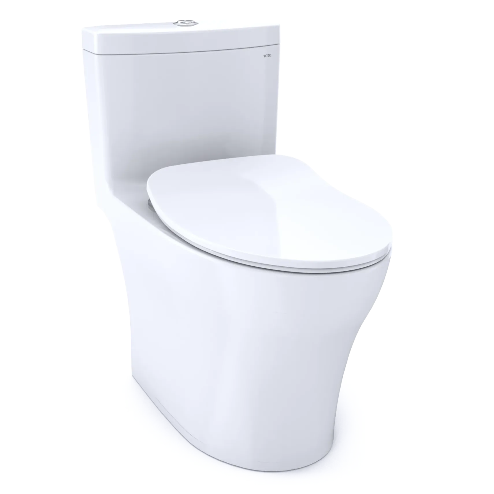 TOTO Aquia IV One-Piece Elongated Dual Flush 1.28 and 0.9 GPF Universal Height, WASHLET+ Ready Toilet with CEFIONTECT, Cotton White- Vitreous China, MS646234CEMFGN#01