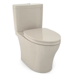 TOTO Aquia IV Two-Piece Elongated Dual Flush 1.28 and 0.9 GPF Universal Height Toilet with CEFIONTECT, WASHLET+ Ready, Bone, Vitreous China, MS446124CEMFGN#03