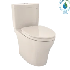TOTO Aquia IV Two-Piece Elongated Dual Flush 1.28 and 0.9 GPF Universal Height Toilet with CEFIONTECT, WASHLET+ Ready, Sedona Beige, Vitreous China, MS446124CEMFGN#12