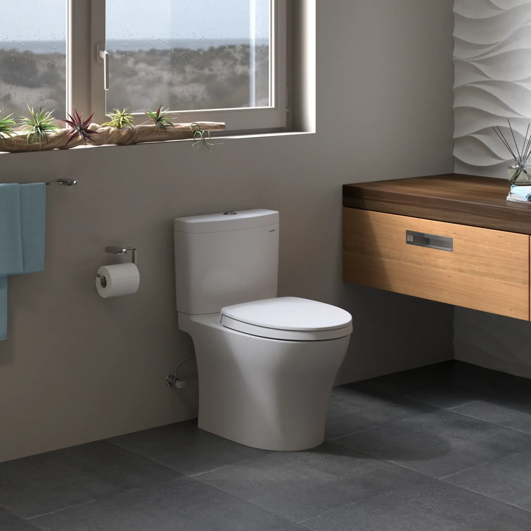 TOTO Aquia IV Two-Piece Elongated Dual Flush 1.28 and 0.9 GPF Universal Height Toilet with CEFIONTECT, WASHLET+ Ready, Sedona Beige, Vitreous China, MS446124CEMFGN#12