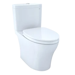 TOTO Aquia IV Two-Piece Elongated Dual Flush 1.28 and 0.9 GPF Universal Height Toilet with CEFIONTECT, WASHLET+ Ready, Cotton White, Vitreous China, MS446124CEMFGN#01