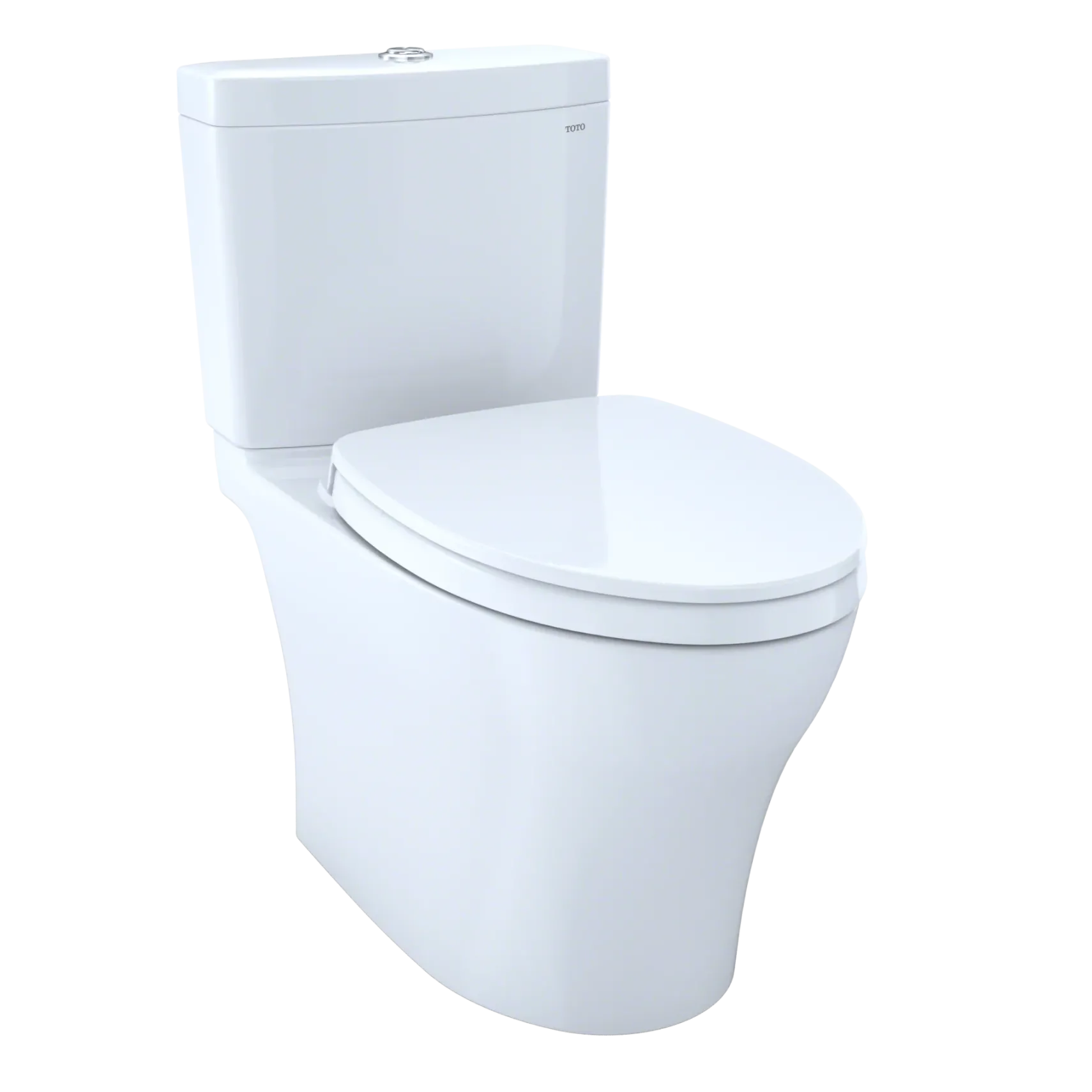 TOTO Aquia IV Two-Piece Elongated Dual Flush 1.28 and 0.9 GPF Universal Height Toilet with CEFIONTECT, WASHLET+ Ready, Cotton White, Vitreous China, MS446124CEMFGN#01
