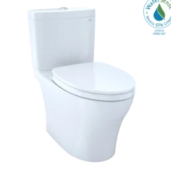 TOTO Aquia IV Two-Piece Elongated Dual Flush 1.28 and 0.9 GPF Universal Height Toilet with CEFIONTECT, WASHLET+ Ready, Cotton White, Vitreous China, MS446124CEMFGN#01