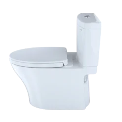 TOTO Aquia IV Two-Piece Elongated Dual Flush 1.28 and 0.9 GPF Universal Height Toilet with CEFIONTECT, WASHLET+ Ready, Cotton White, Vitreous China, MS446124CEMFGN#01