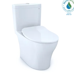 TOTO Aquia IV Two-Piece Elongated Dual Flush 1.28 and 0.9 GPF Toilet with CEFIONTECT and SoftClose Seat, WASHLET+ Ready, Cotton White, Vitreous China, MS446234CEMFGN#01