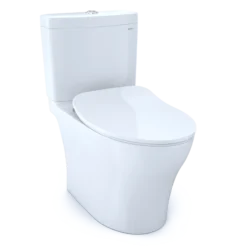 TOTO Aquia IV Two-Piece Elongated Dual Flush 1.28 and 0.9 GPF Toilet with CEFIONTECT and SoftClose Seat, WASHLET+ Ready, Cotton White, Vitreous China, MS446234CEMFGN#01