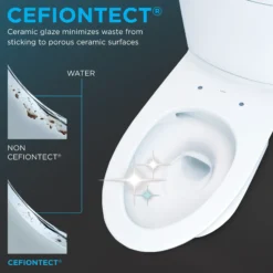 TOTO Aquia IV Two-Piece Elongated Dual Flush 1.28 and 0.9 GPF Toilet with CEFIONTECT and SoftClose Seat, WASHLET+ Ready, Cotton White, Vitreous China, MS446234CEMFGN#01
