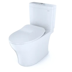 TOTO Aquia IV Two-Piece Elongated Dual Flush 1.28 and 0.9 GPF Toilet with CEFIONTECT and SoftClose Seat, WASHLET+ Ready, Cotton White, Vitreous China, MS446234CEMGN#01