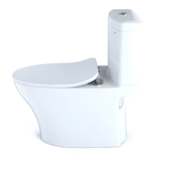 TOTO Aquia IV Two-Piece Elongated Dual Flush 1.28 and 0.9 GPF Toilet with CEFIONTECT and SoftClose Seat, WASHLET+ Ready, Cotton White, Vitreous China, MS446234CEMGN#01