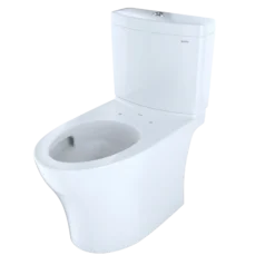 TOTO Aquia IV Two-Piece Elongated Dual Flush 1.28 and 0.9 GPF Toilet with CEFIONTECT, Cotton White, Vitreous China, CST446CEMFGN#01