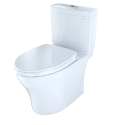 TOTO Aquia IV WASHLET+ Two-Piece Elongated Dual Flush 1.28 and 0.9 GPF Toilet with CEFIONTECT, Cotton White, Vitreous China, MS446124CEMGN#01