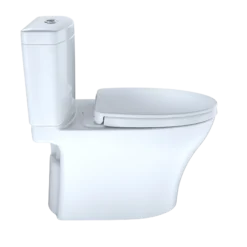 TOTO Aquia IV WASHLET+ Two-Piece Elongated Dual Flush 1.28 and 0.9 GPF Toilet with CEFIONTECT, Cotton White, Vitreous China, MS446124CEMGN#01