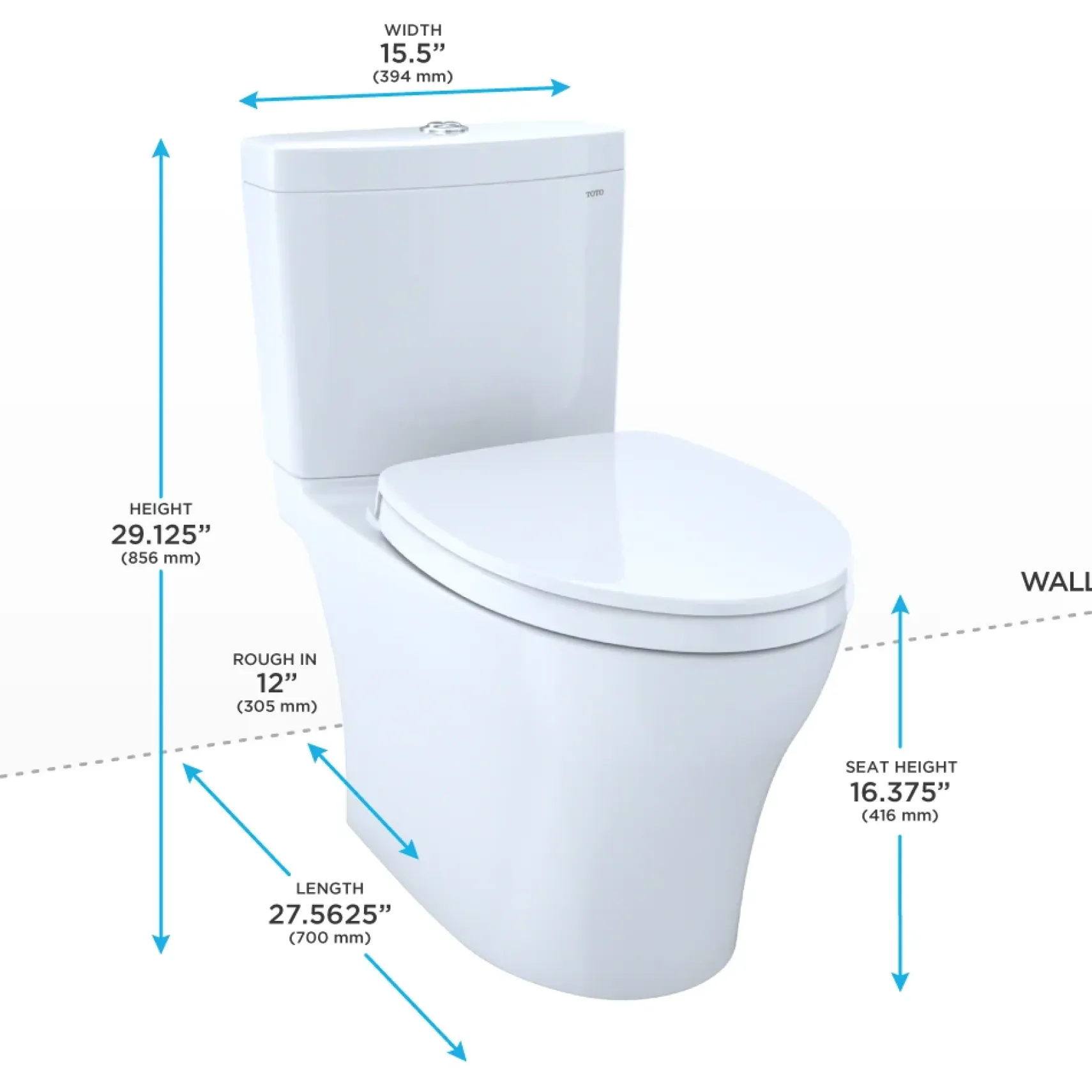TOTO Aquia IV WASHLET+ Two-Piece Elongated Dual Flush 1.28 and 0.9 GPF Toilet, Ebony, Vitreous China, MS446124CEMN#51