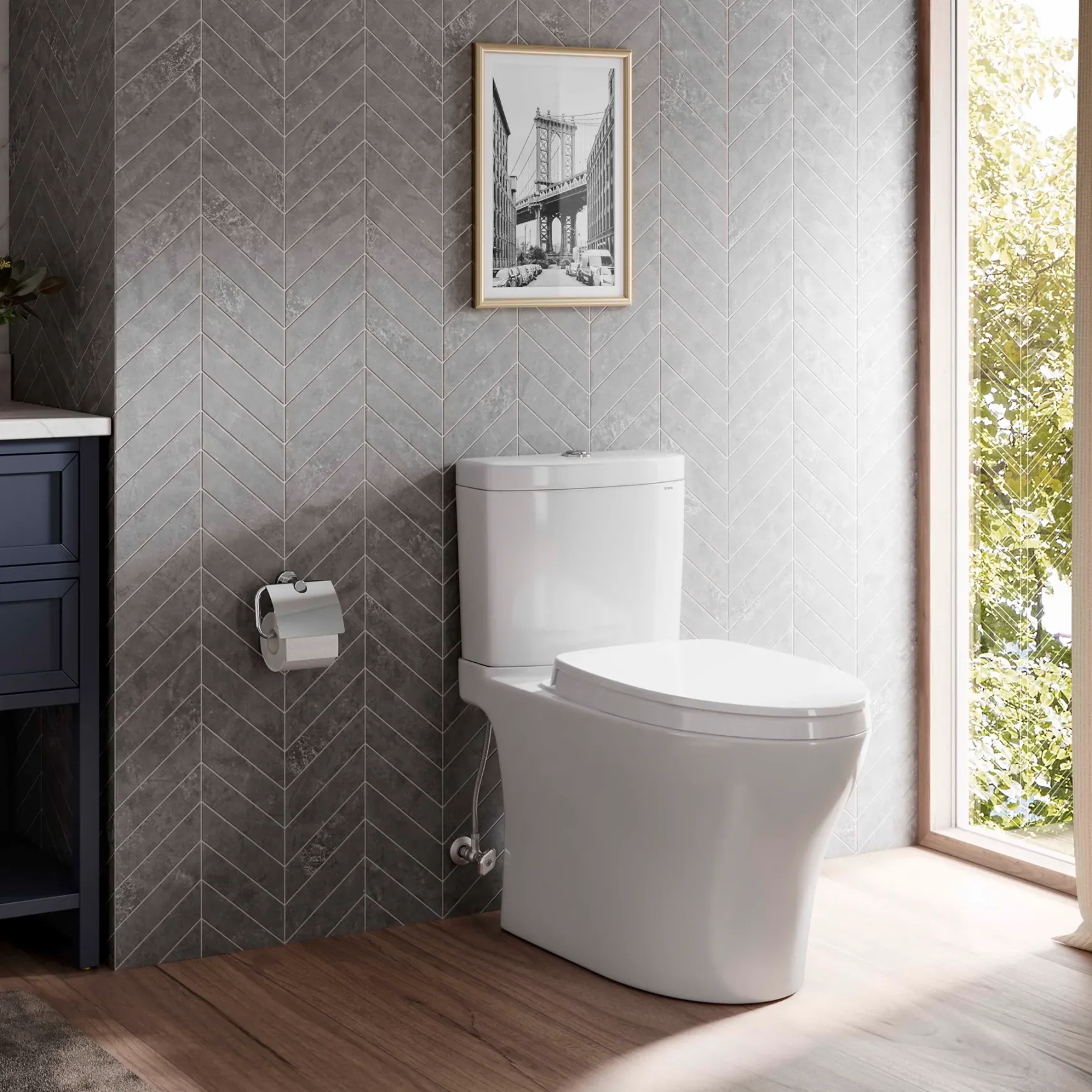 TOTO Aquia IV WASHLET+ Two-Piece Elongated Dual Flush 1.28 and 0.9 GPF Toilet, Ebony, Vitreous China, MS446124CEMN#51