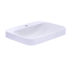 TOTO Arvina Rectangular 23" Vessel Bathroom Sink with CEFIONTECT for Single Hole Faucets, Cotton White, Vitreous China, LT416G#01