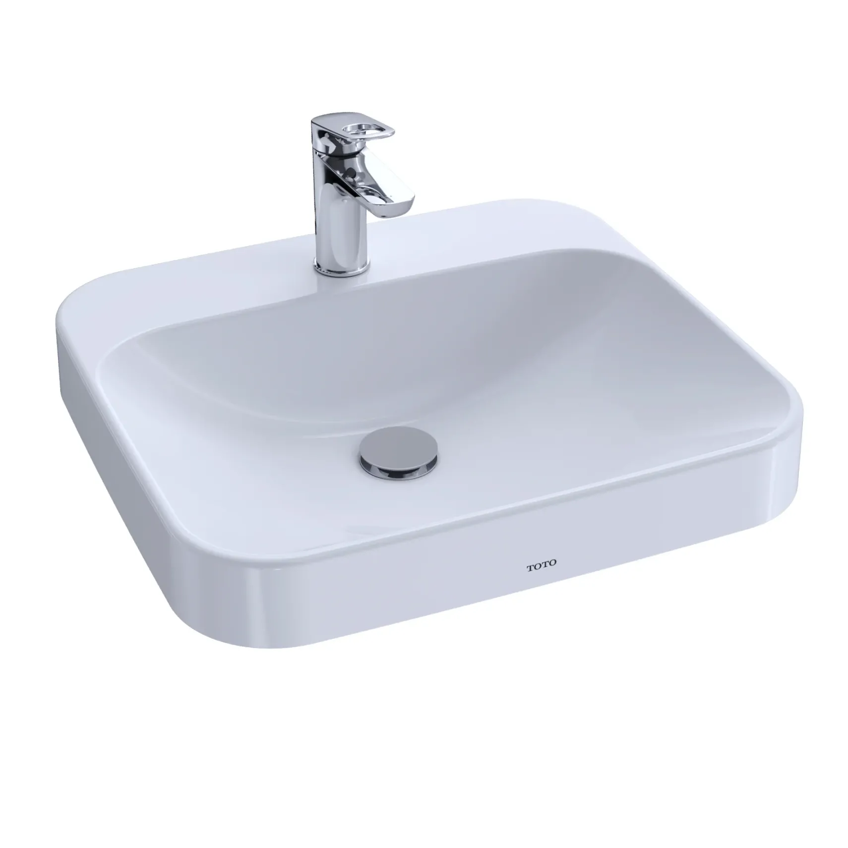 TOTO Arvina Rectangular 20" Vessel Bathroom Sink with CEFIONTECT for Single Hole Faucets, Cotton White, Vitreous China, LT415G#01