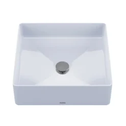 TOTO Arvina Square Vessel Fireclay Bathroom Sink, Cotton White, Fired Clay, LT574#01