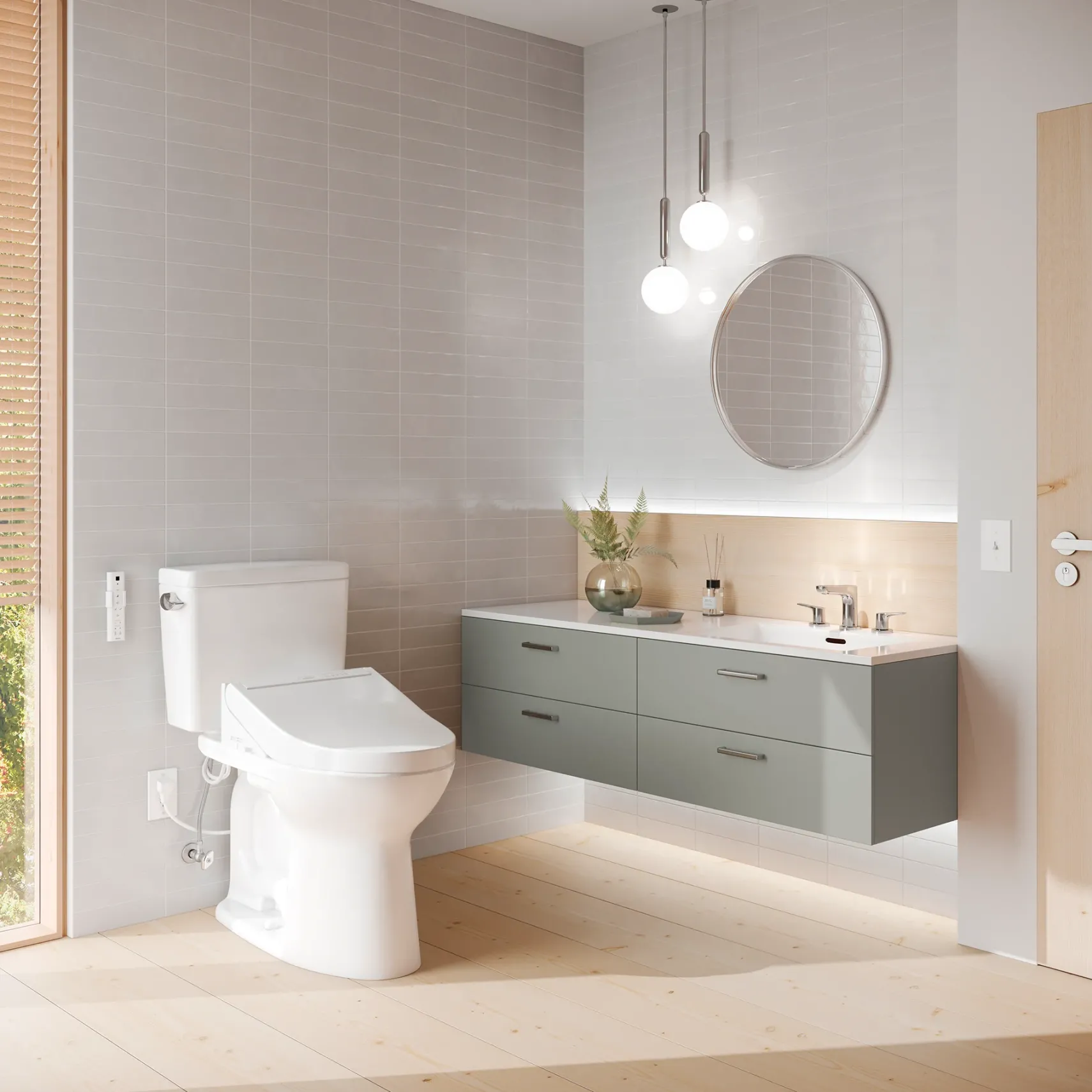 TOTO C5 WASHLET+ Ready Electronic Bidet Toilet Seat with PREMIST and EWATER+ Wand Cleaning, Elongated, Cotton White, Plastic, SW3084T40#01