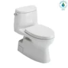 TOTO Carlyle II One-Piece Elongated 1.28 GPF Universal Height Toilet with CEFIONTECT and SS124 SoftClose Seat, WASHLET+ Ready, Cotton White, Vitreous China|Plastic, MS614124CEFG#01