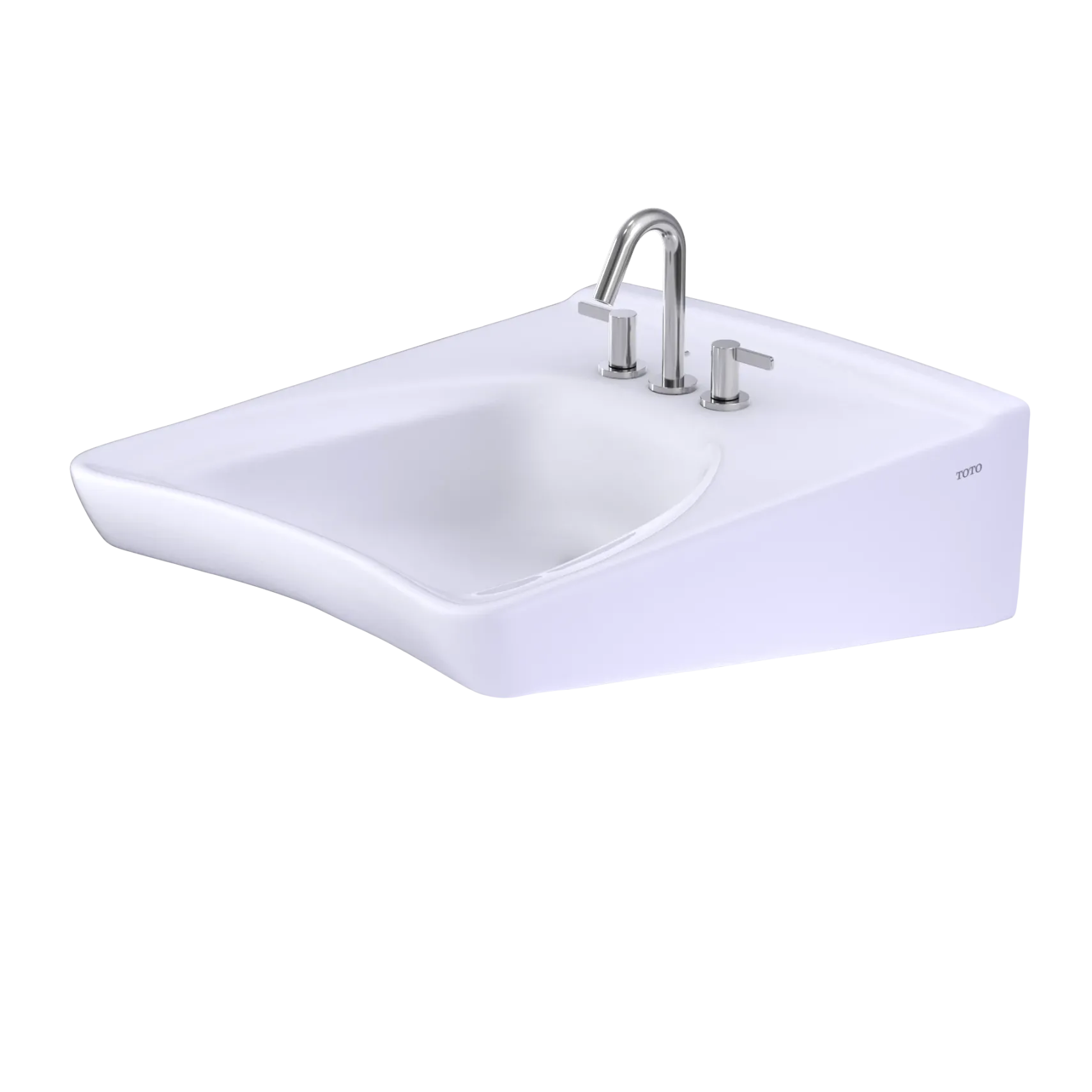 TOTO Commercial 20.5" x 27" Rectangle Wall-Mount Vitreous China Bathroom Sink, featuring 3 faucet holes and 1 soap dispenser hole, ADA Compliant, Cotton White, Model LT308.4#01