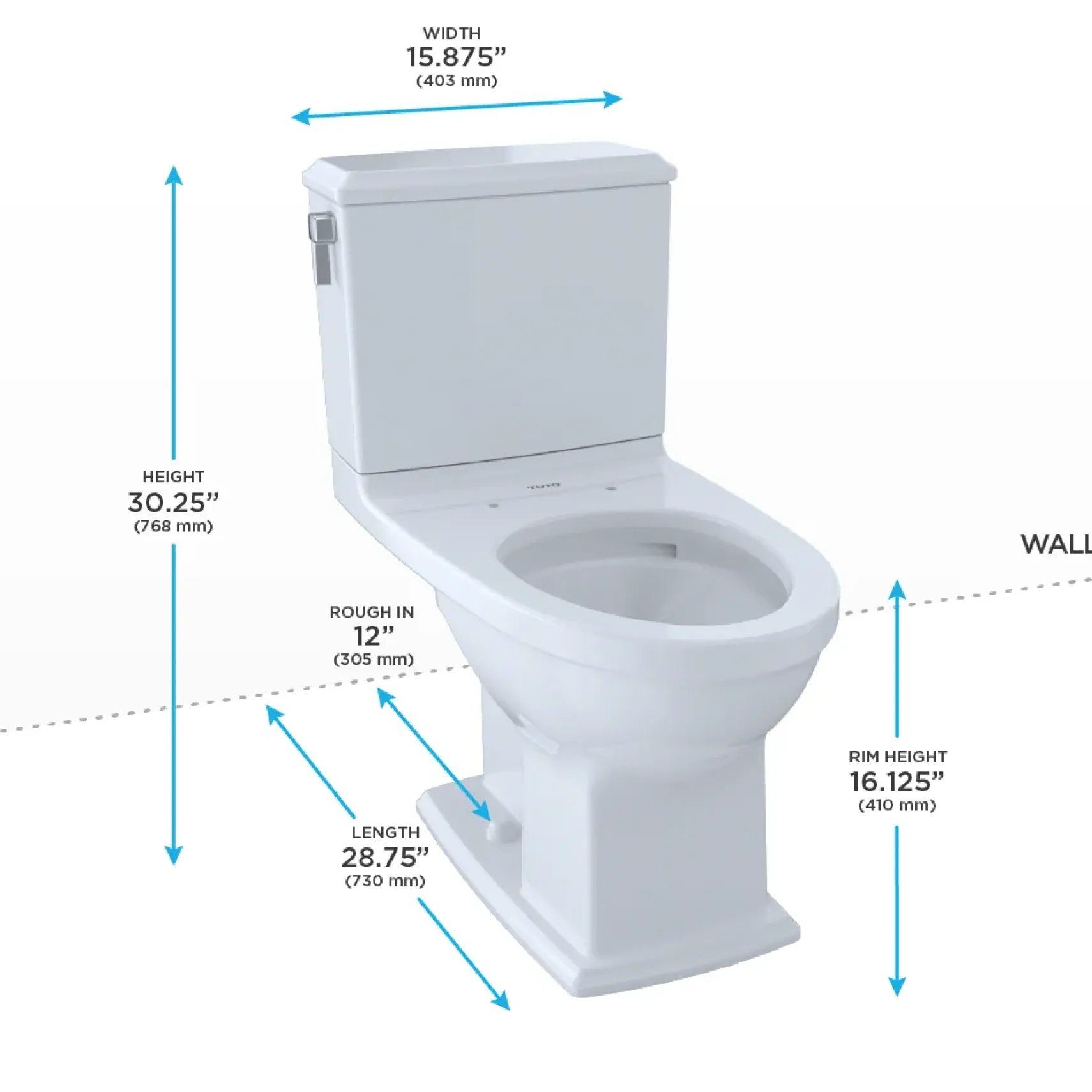 TOTO Connelly Two-Piece Elongated Dual-Max, Dual Flush 1.28 and 0.9 GPF Universal Height Toilet with CEFIONTECT, Colonial White, Vitreous China, CST494CEMFG#11