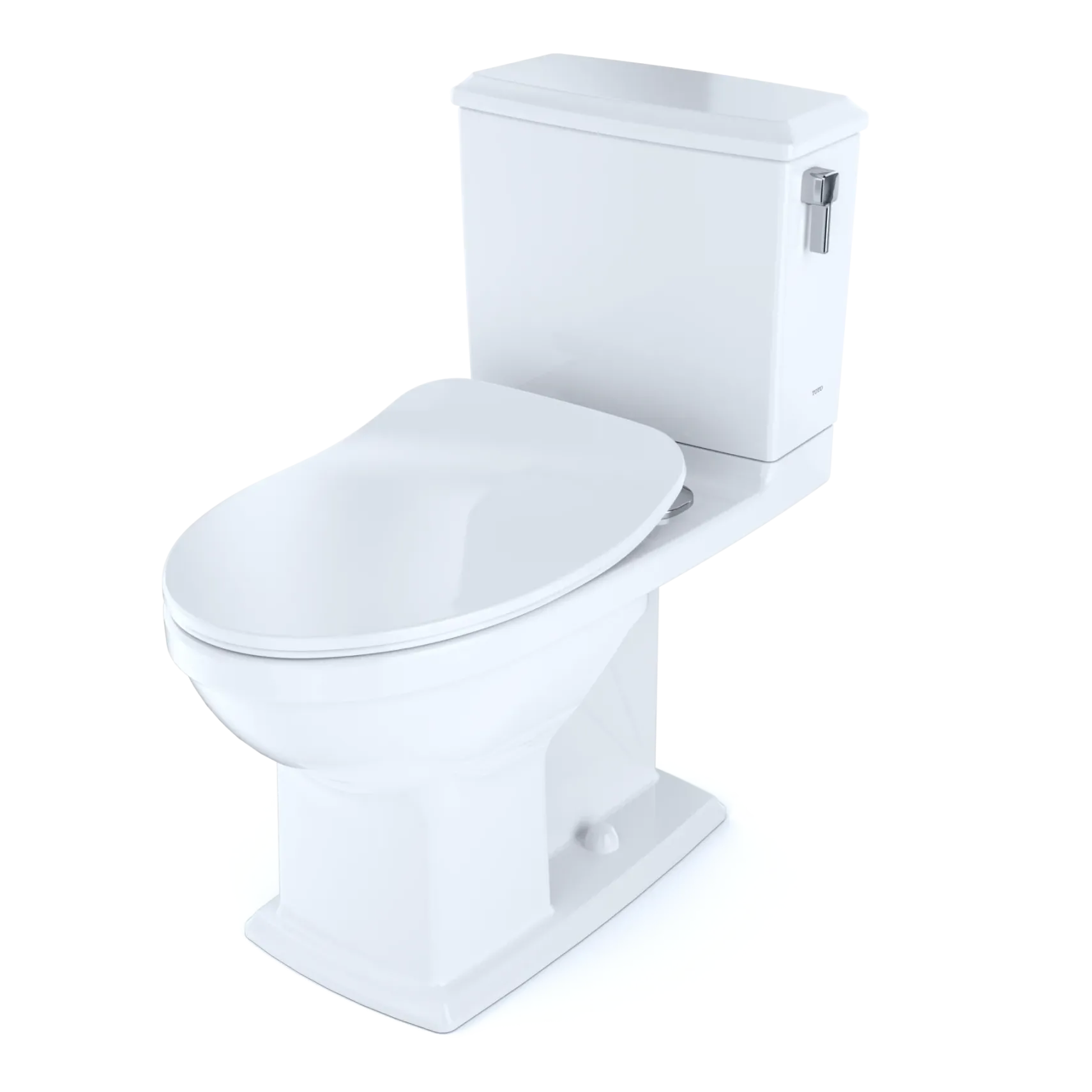 TOTO Connelly Two-Piece Elongated Dual Flush 1.28 and 0.9 GPF with CEFIONTECT and Right Lever, WASHLET+ Ready, Cotton White, Vitreous China, MS494234CEMFRG#01