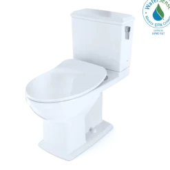 TOTO Connelly Two-Piece Elongated Dual Flush 1.28 and 0.9 GPF with CEFIONTECT and Right Lever, WASHLET+ Ready, Cotton White, Vitreous China, MS494234CEMFRG#01