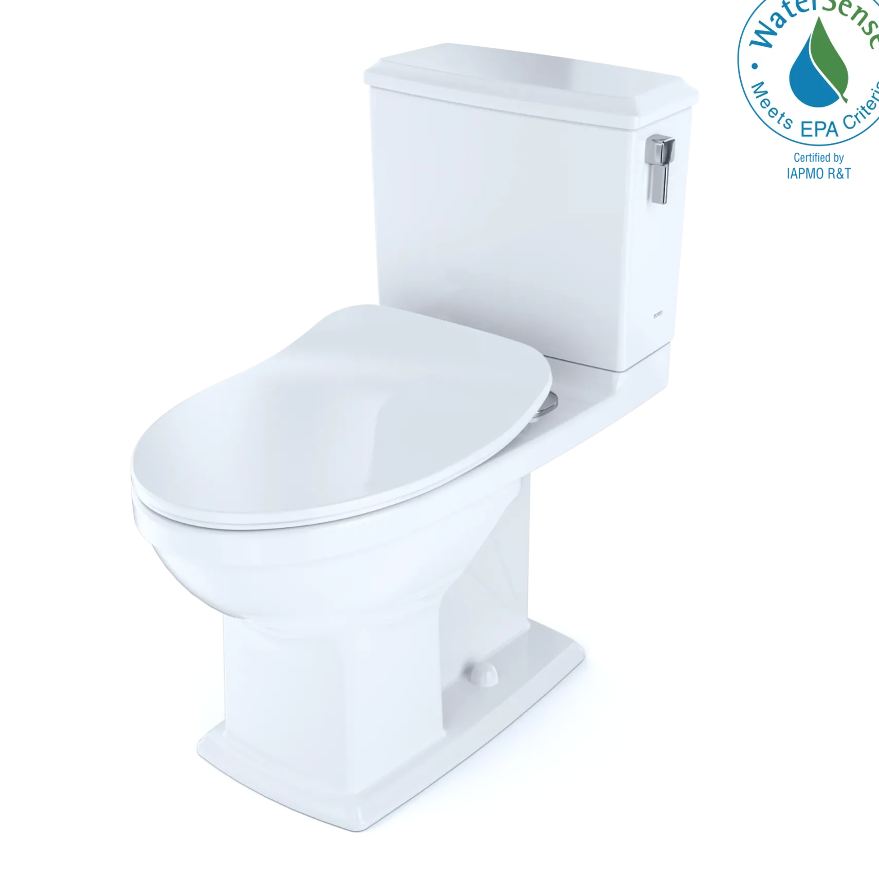 TOTO Connelly Two-Piece Elongated Dual Flush 1.28 and 0.9 GPF with CEFIONTECT and Right Lever, WASHLET+ Ready, Cotton White, Vitreous China, MS494234CEMFRG#01