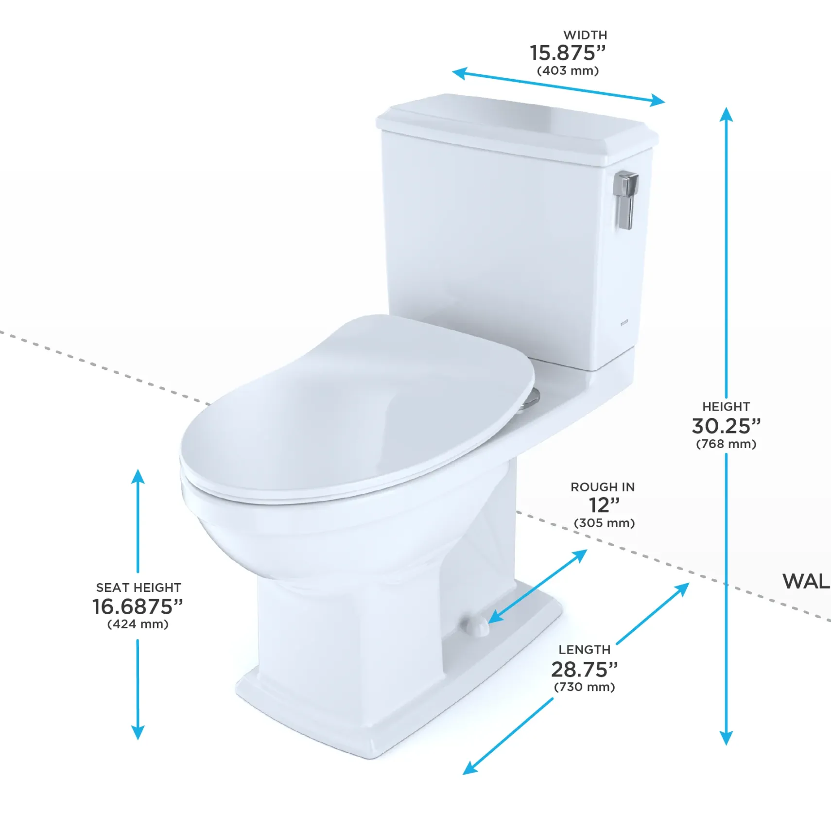 TOTO Connelly Two-Piece Elongated Dual Flush 1.28 and 0.9 GPF with CEFIONTECT and Right Lever, WASHLET+ Ready, Cotton White, Vitreous China, MS494234CEMFRG#01