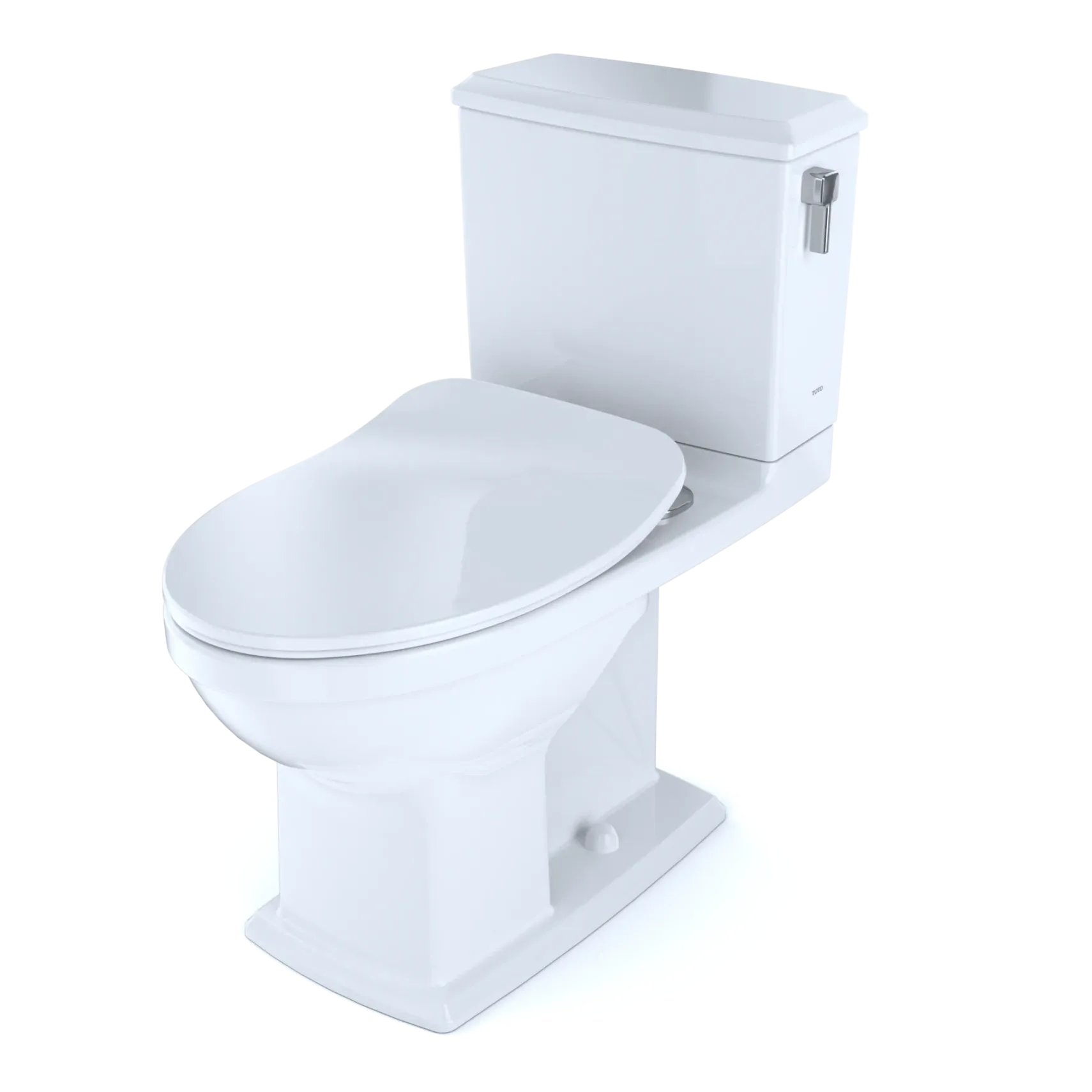 TOTO Connelly Two-Piece Elongated Dual Flush 1.28 and 0.9 GPF with CEFIONTECT and Right Lever, WASHLET+ Ready, Cotton White, Vitreous China, MS494234CEMFRG#01
