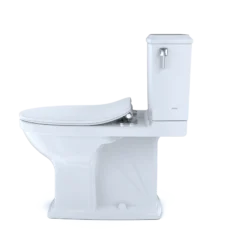 TOTO Connelly Two-Piece Elongated Dual Flush 1.28 and 0.9 GPF with CEFIONTECT and Right Lever, WASHLET+ Ready, Cotton White, Vitreous China, MS494234CEMFRG#01