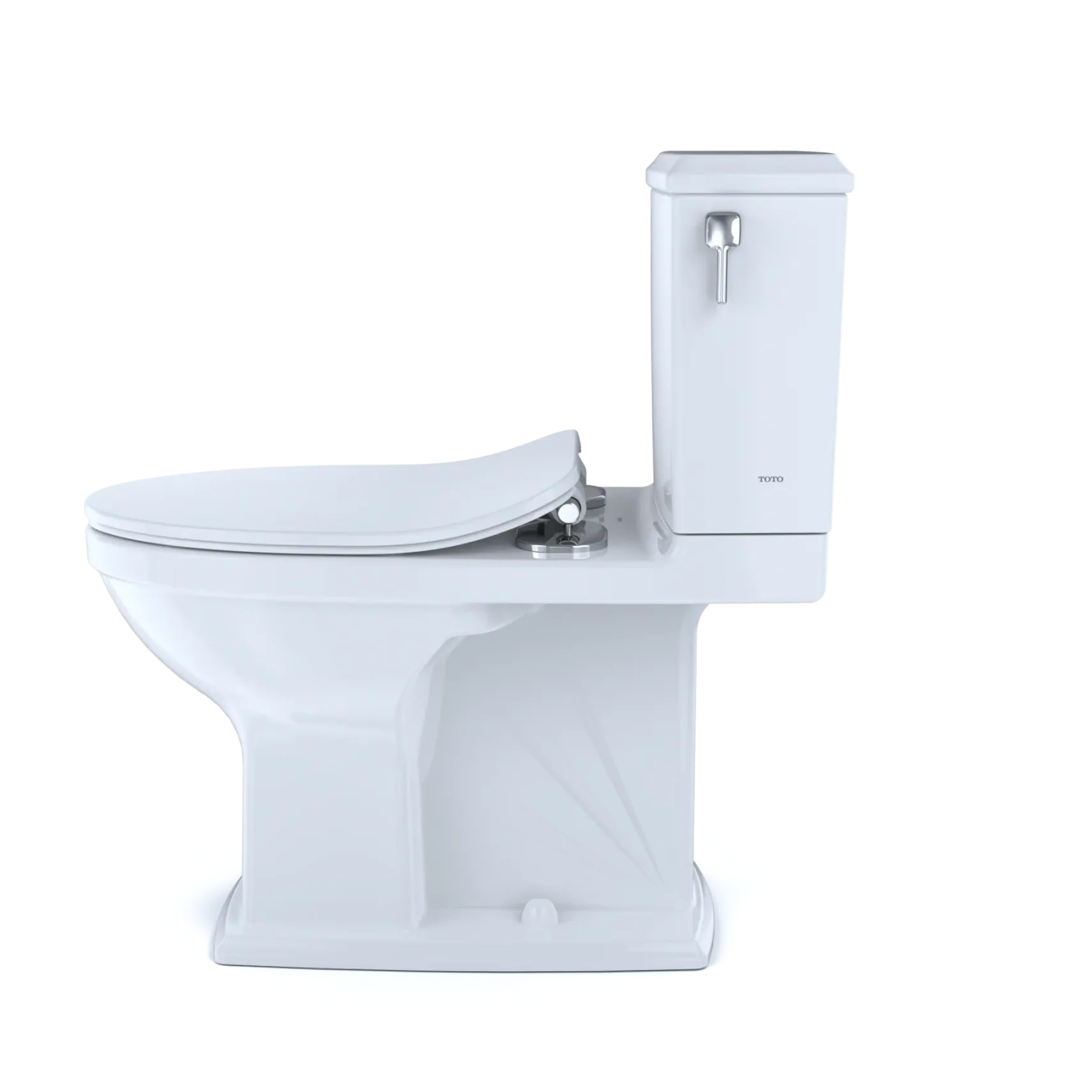 TOTO Connelly Two-Piece Elongated Dual Flush 1.28 and 0.9 GPF with CEFIONTECT and Right Lever, WASHLET+ Ready, Cotton White, Vitreous China, MS494234CEMFRG#01